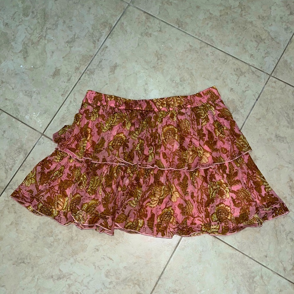 Lulus: Pink and Brown Skirt, Size XL, Elastic Waist In Perfect Condition
